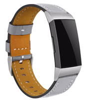 Strap-it Fitbit Charge 4 bandje leer (strak grijs)