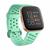 Strap-it Fitbit Versa siliconen bandje met gaatjes (aqua)