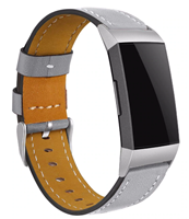 Strap-it Fitbit Charge 3 bandje leer (strak grijs)