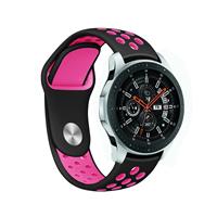 Strap-it Samsung Galaxy Watch sport band 45mm / 46mm (zwart/knalroze)