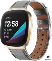 Strap-it Fitbit Sense bandje leer (grijs)