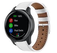 Strap-it Garmin Vivoactive 4 bandje leer - 45mm - wit