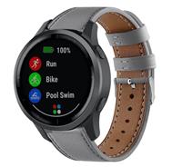 Strap-it Garmin Vivoactive 4 bandje leer - 45mm - grijs