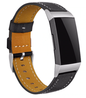 Strap-it Fitbit Charge 3 bandje leer (strak zwart)