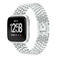 Strap-it Fitbit Versa stalen vis band (zilver)