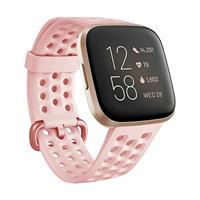 Strap-it Fitbit Versa siliconen bandje met gaatjes (roze)