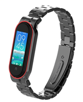 Strap-it Xiaomi Mi band 6 stalen bandje (zwart)