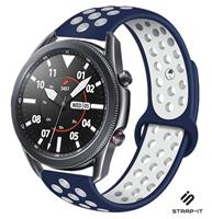 Strap-it Samsung Galaxy Watch 3 sport band 45mm (wit/blauw)