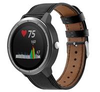 Strap-it Garmin Vivoactive 3 bandje leer (strak-zwart)