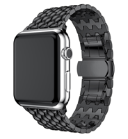 Strap-it Apple Watch stalen draak band (zwart)