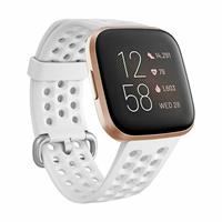 Strap-it Fitbit Versa siliconen bandje met gaatjes (wit)