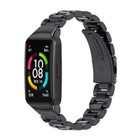 Strap-it Huawei Band 6 stalen band (zwart)