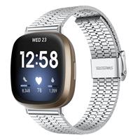 Strap-it Fitbit Sense roestvrij stalen band (zilver)