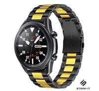 Strap-it Samsung Galaxy Watch 3 stalen band 45mm (zwart/goud)