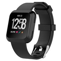 Strap-it Fitbit Versa silicone band (zwart)