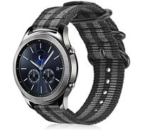 Strap-it Samsung Gear S3 nylon gesp band (zwart/grijs)
