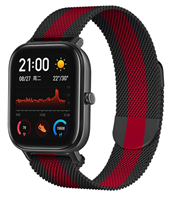 Strap-it Xiaomi Amazfit GTS Milanese band (zwart/rood)