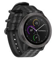 Strap-it Garmin Vivoactive 4 nylon gesp band - 45mm - zwart/grijs