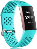 Strap-it Fitbit Charge 3 siliconen bandje met gaatjes (aqua)