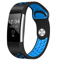 Strap-it Fitbit Charge 2 sport band (zwart/blauw)