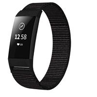 Strap-it Fitbit Charge 3 nylon bandje (zwart)