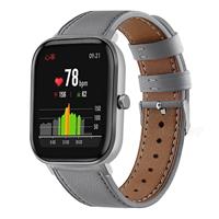 Strap-it Xiaomi Amazfit GTS bandje leer (grijs)