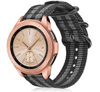 Strap-it Samsung Galaxy Watch 41mm / 42mm nylon gesp band (zwart/grijs)