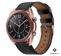 Strap-it Samsung Galaxy Watch 3 bandje leer 41mm (strak-zwart)