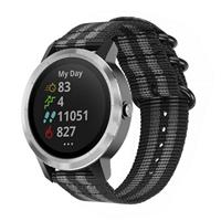 Strap-it Garmin Vivoactive 3 nylon gesp band (zwart/grijs)