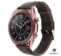 Strap-it Samsung Galaxy Watch 3 - 41mm leren bandje (donkerbruin)