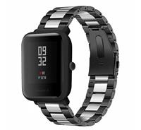 Strap-it Xiaomi Amazfit Bip stalen band (zwart/zilver)