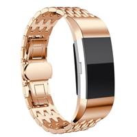 Strap-it Fitbit Charge 3 stalen draak band (rosé goud)