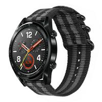 Strap-it Huawei Watch GT nylon gesp band (zwart/grijs)