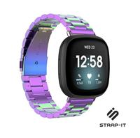 Strap-it Fitbit Sense stalen band (regenboog)