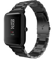 Strap-it Xiaomi Amazfit Bip stalen band (zwart)