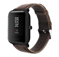 Strap-it Xiaomi Amazfit Bip leren bandje (donkerbruin)