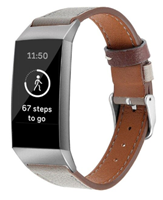 Strap-it Fitbit Charge 4 leren bandje (donkergrijs)