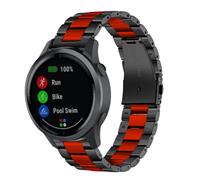 Strap-it Garmin Vivoactive 4 stalen band - 45mm - zwart/rood