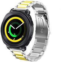 Strap-it Samsung Gear Sport stalen band (zilver/goud)