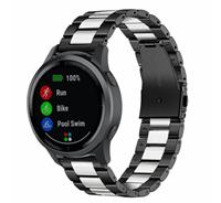Strap-it Garmin Vivoactive 4 stalen band - 45mm - zwart/zilver