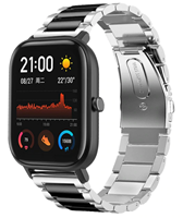 Strap-it Xiaomi Amazfit GTS stalen band (zilver/zwart)