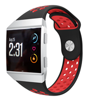 Strap-it Fitbit Ionic sport band (zwart/rood)