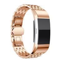 Strap-it Fitbit Charge 2 stalen draak band (rosé goud)