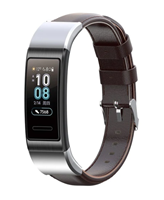 Strap-it Huawei band 3 / 4 Pro leren bandje (donkerbruin)