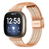 Strap-it Fitbit Versa 3 roestvrij stalen band (rosé goud)