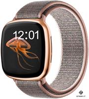 Strap-it Fitbit Sense nylon bandje (pink sand)