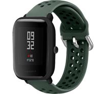 Strap-it Xiaomi Amazfit Bip siliconen bandje met gaatjes (legergroen)
