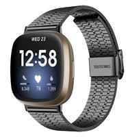 Strap-it Fitbit Versa 3 roestvrij stalen band (zwart)