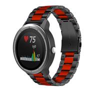 Strap-it Garmin Vivoactive 3 stalen band (zwart/rood)