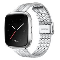 Strap-it Fitbit Versa roestvrij stalen bandje (zilver)